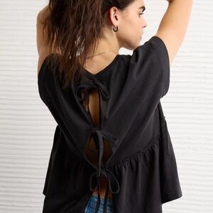 American Eagle Outfitters Black Tie-Back Top NWT